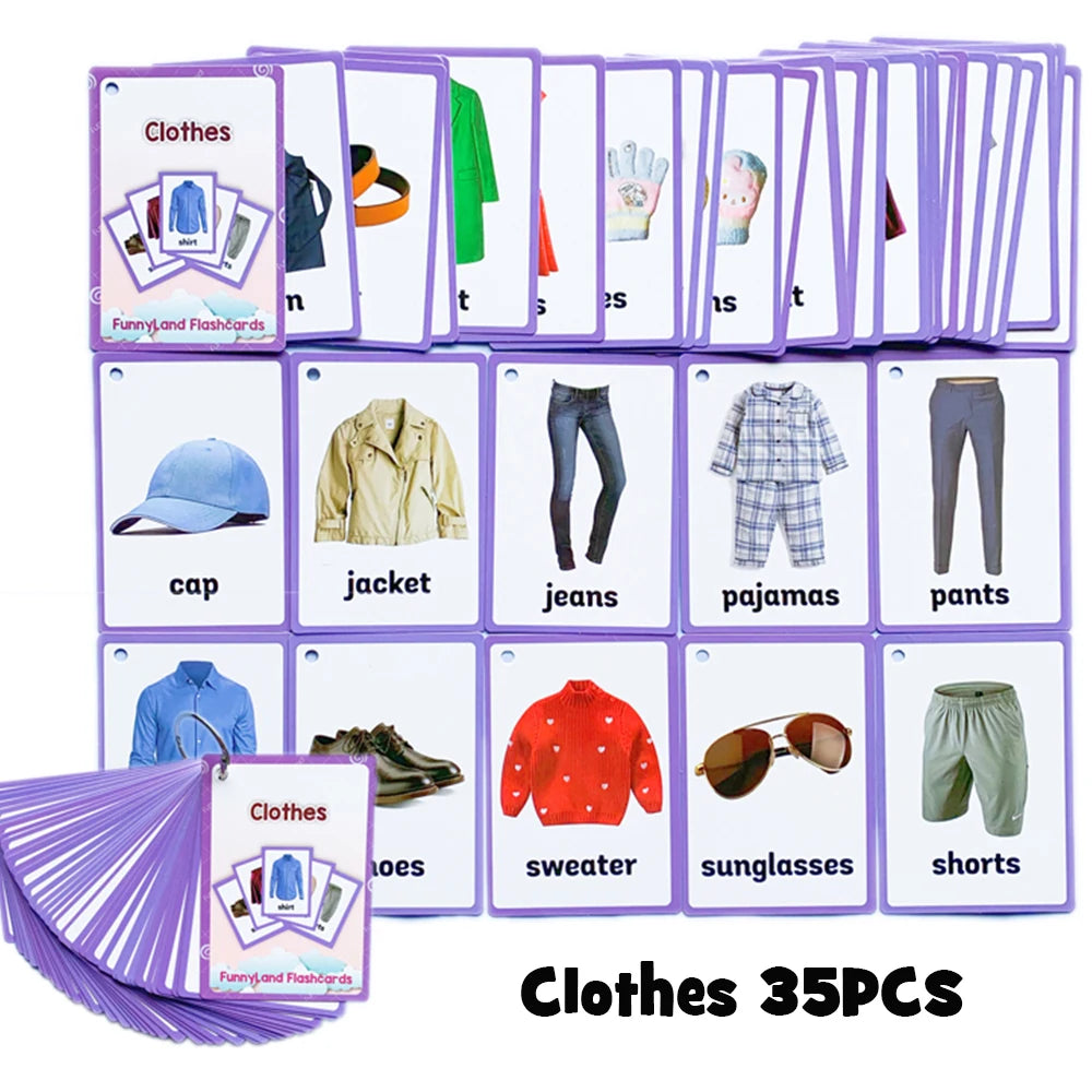 Body Parts Animal Cloth English Words Learing Flash Cards Educational Toys for Kids Early Educational Montessori Teaching Aids - LearnPlay Labs