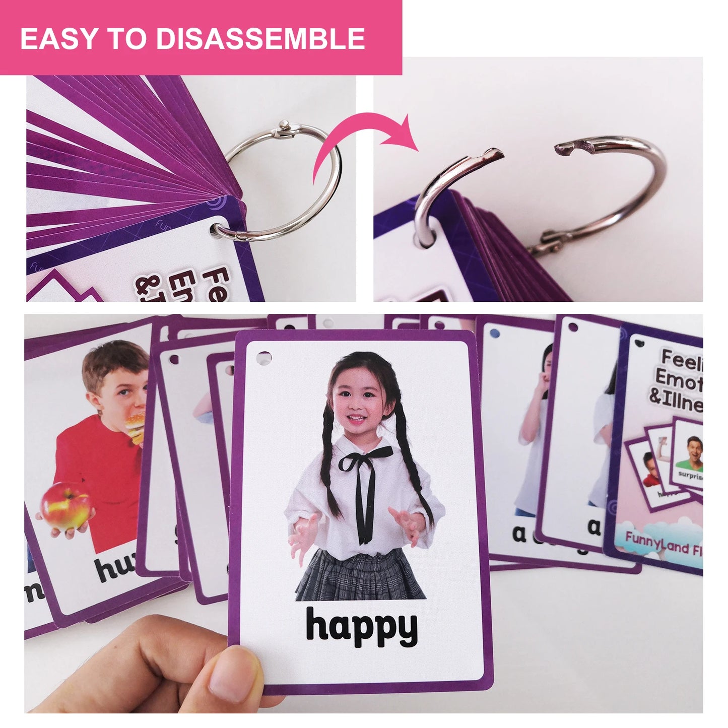 Feelings Emotions Illness English Word Card Flash Card Learning Educational Toy for Kids Children Pocket Card Gifts Montessori - LearnPlay Labs