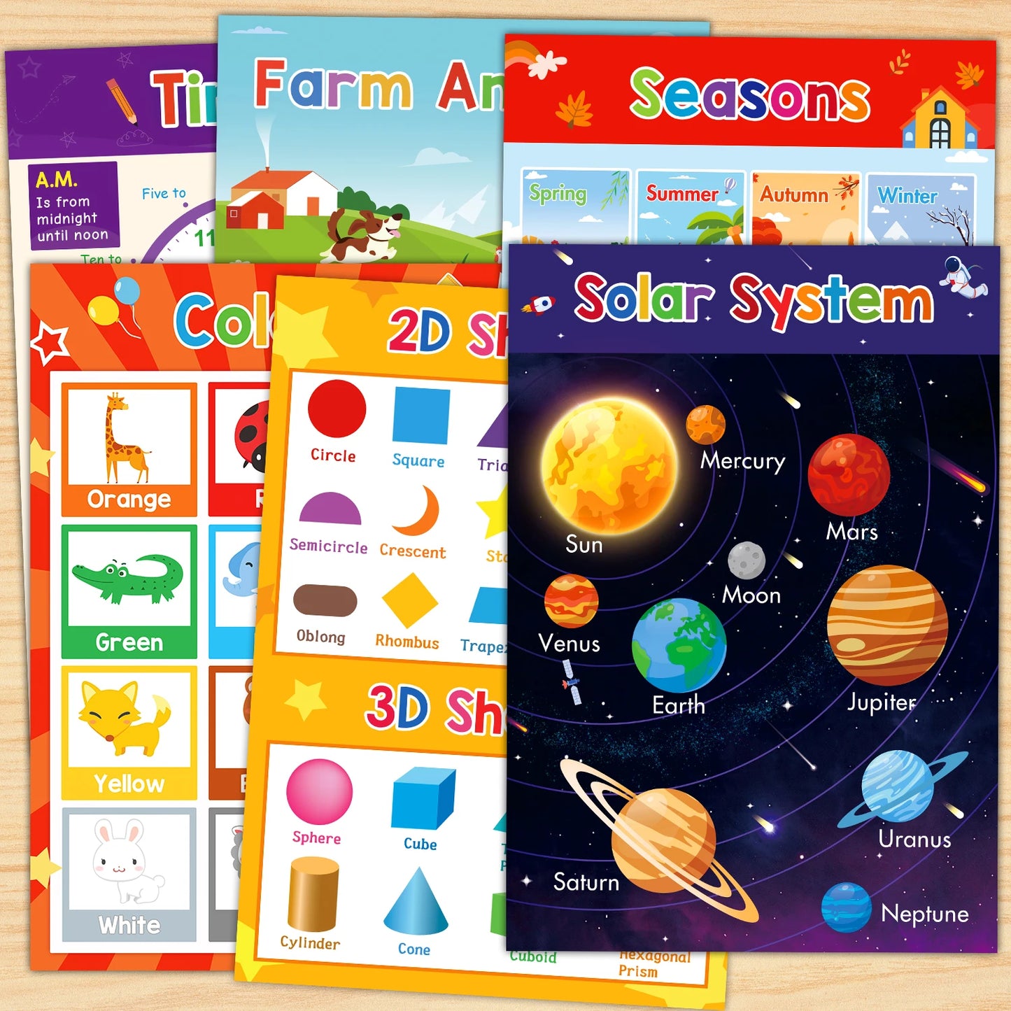 1 Set Classroom Decor 18 Themes Kid English A3 Big Cards ABC Letter/Animal/Numbers/Weather Learning Chart Kindergarten Supplies - LearnPlay Labs