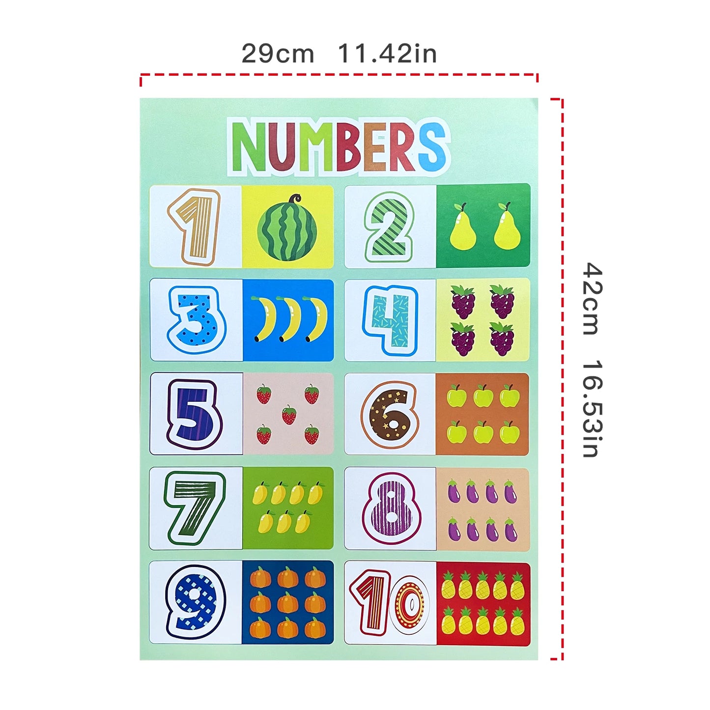 A3 Set English Learning Poster Colors Months Numbers Animals Alphabet Shapes Preschool Kindergarten Early Education Kids Posters - LearnPlay Labs