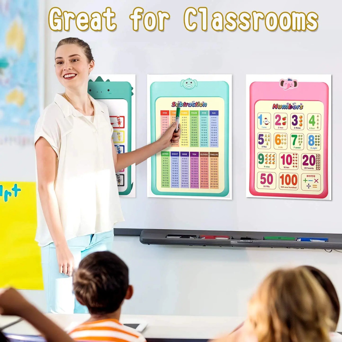 A3 Set English Learning Poster Colors Months Numbers Animals Alphabet Shapes Preschool Kindergarten Early Education Kids Posters - LearnPlay Labs
