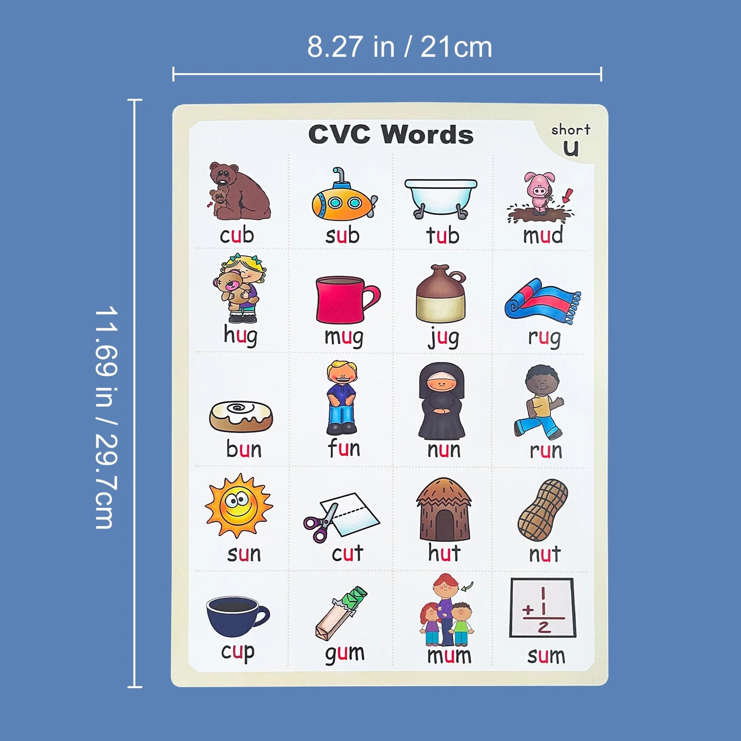 CVC Words Phonics Flashcards Montessori Learning English Sight Words Educational Poster Flash Cards for Kids Cognitive Games - LearnPlay Labs