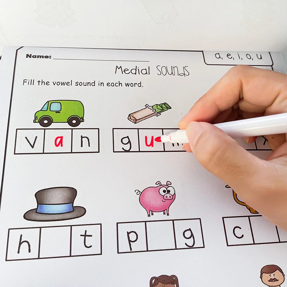 CVC Words Phonics Flashcards Montessori Learning English Sight Words Educational Poster Flash Cards for Kids Cognitive Games - LearnPlay Labs