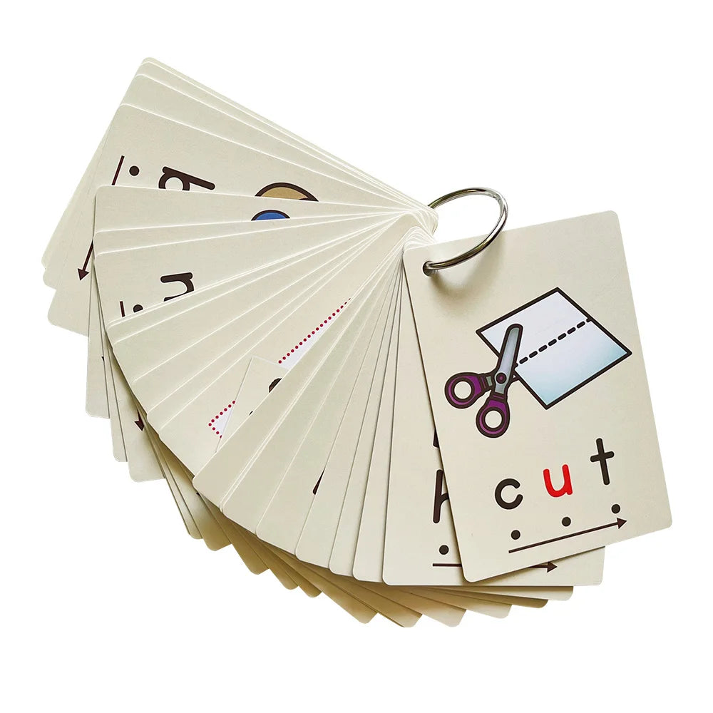 CVC Words Phonics Flashcards Montessori Learning English Sight Words Educational Poster Flash Cards for Kids Cognitive Games - LearnPlay Labs