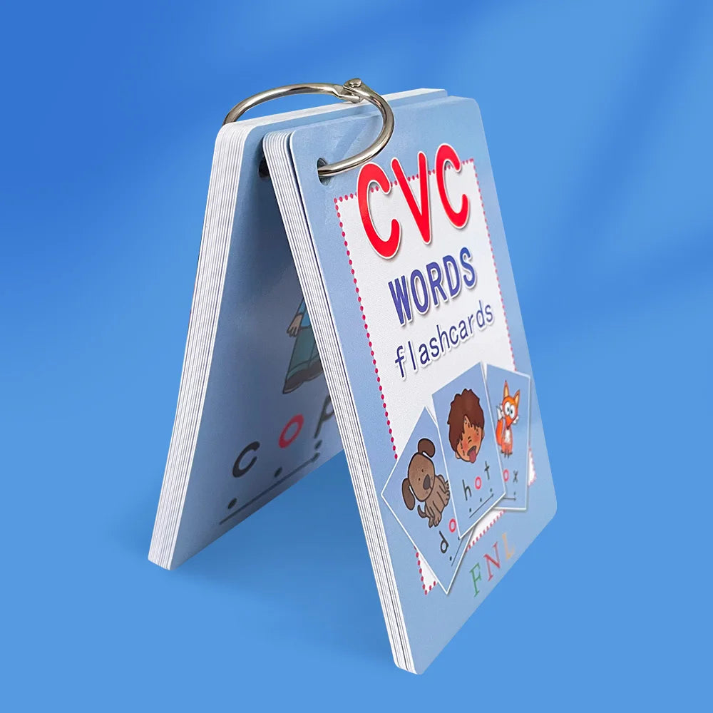 CVC Words Phonics Flashcards Montessori Learning English Sight Words Educational Poster Flash Cards for Kids Cognitive Games - LearnPlay Labs