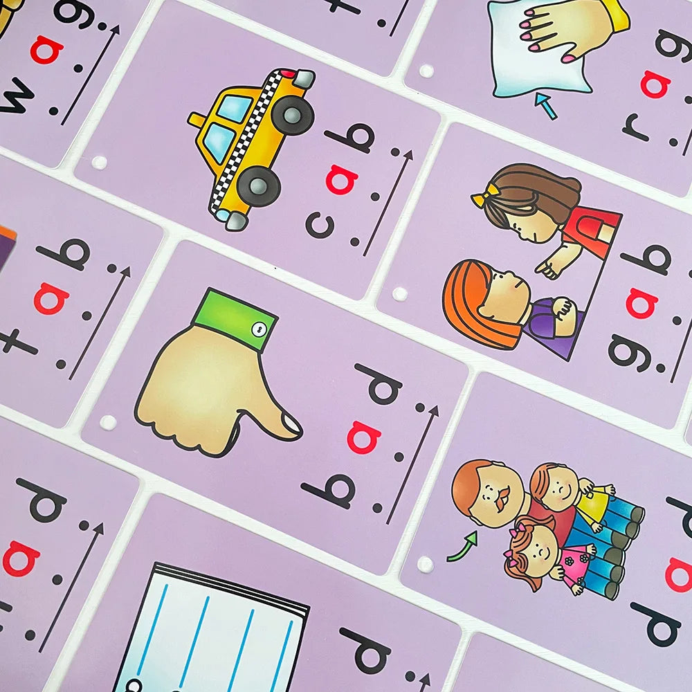 CVC Words Phonics Flashcards Montessori Learning English Sight Words Educational Poster Flash Cards for Kids Cognitive Games - LearnPlay Labs