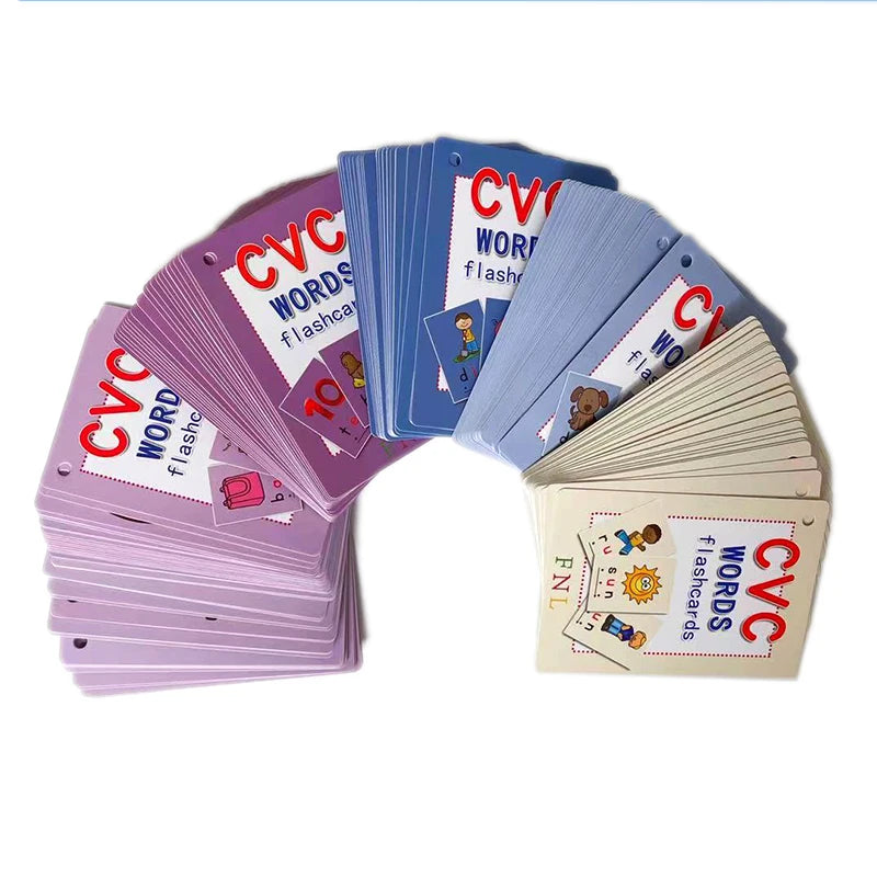 CVC Words Phonics Flashcards Montessori Learning English Sight Words Educational Poster Flash Cards for Kids Cognitive Games - LearnPlay Labs