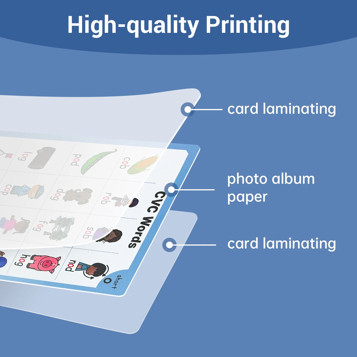 CVC Words Phonics Flashcards Montessori Learning English Sight Words Educational Poster Flash Cards for Kids Cognitive Games - LearnPlay Labs