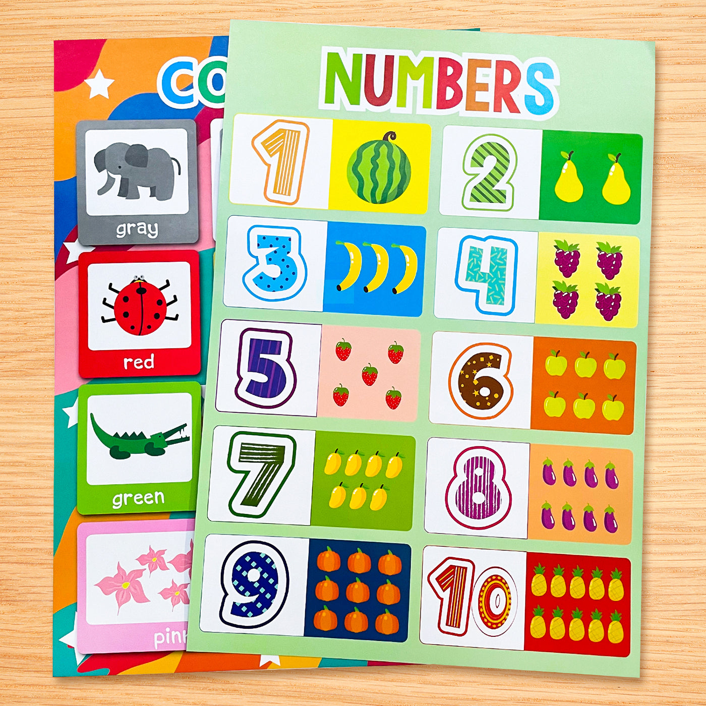 A3 Set English Learning Poster Colors Months Numbers Animals Alphabet Shapes Preschool Kindergarten Early Education Kids Posters - LearnPlay Labs