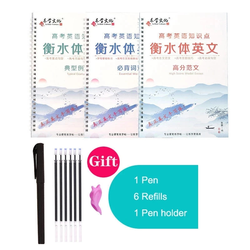 3 Pcs English Italic Groove Practice Copybook Reusable Handwriting Practice Calligraphy Book English Alphabet Word Can Be Reused