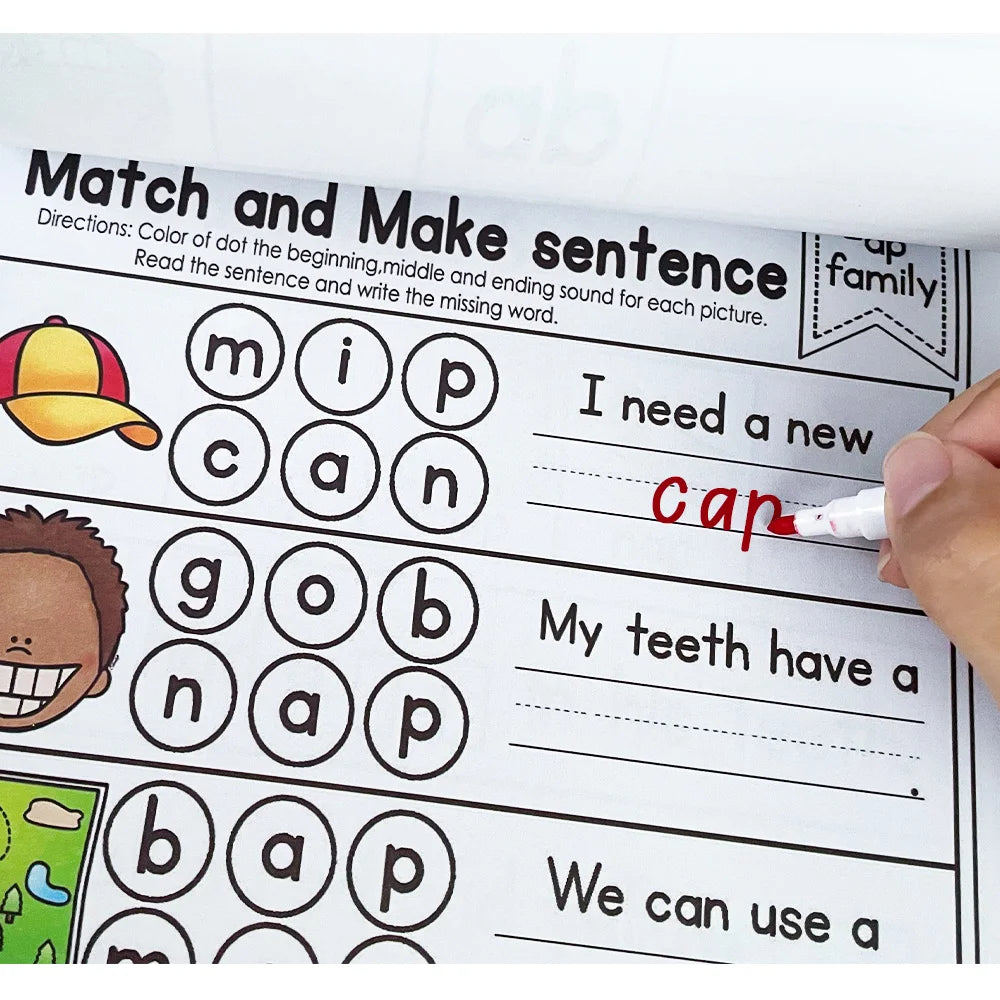 CVC Words Phonics Flashcards Montessori Learning English Sight Words Educational Poster Flash Cards for Kids Cognitive Games - LearnPlay Labs