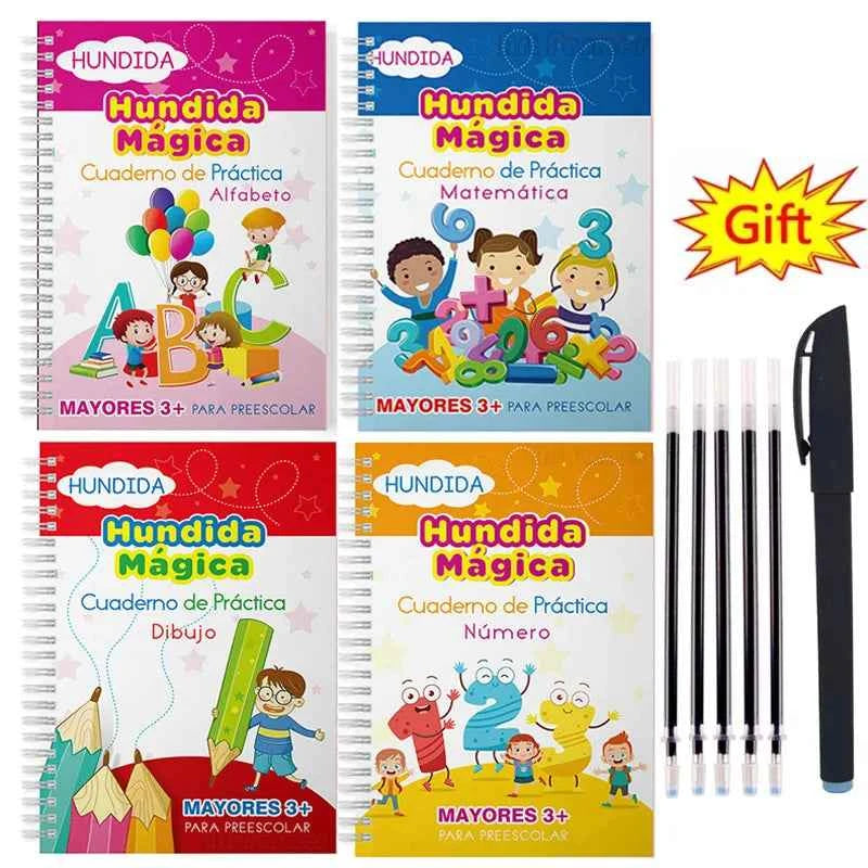 Spanish Calligraphy for Children Mathematics Free Shipping Magic Book Montessori Books Kids Learning Notebook Drawing Copy book