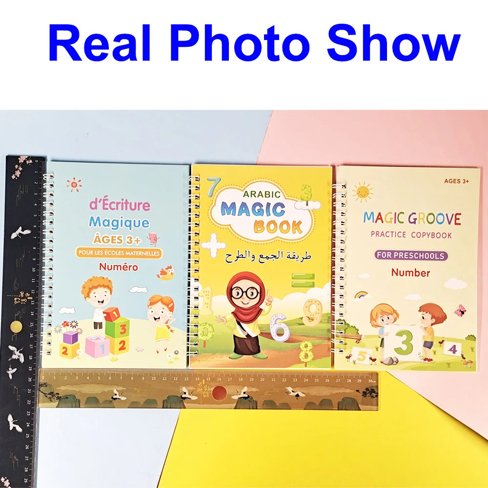 English Groove Magic Practice Copybook Children's Book Learning Numbers Letters Alphabet Calligraphy Writing Exercise Books Gift