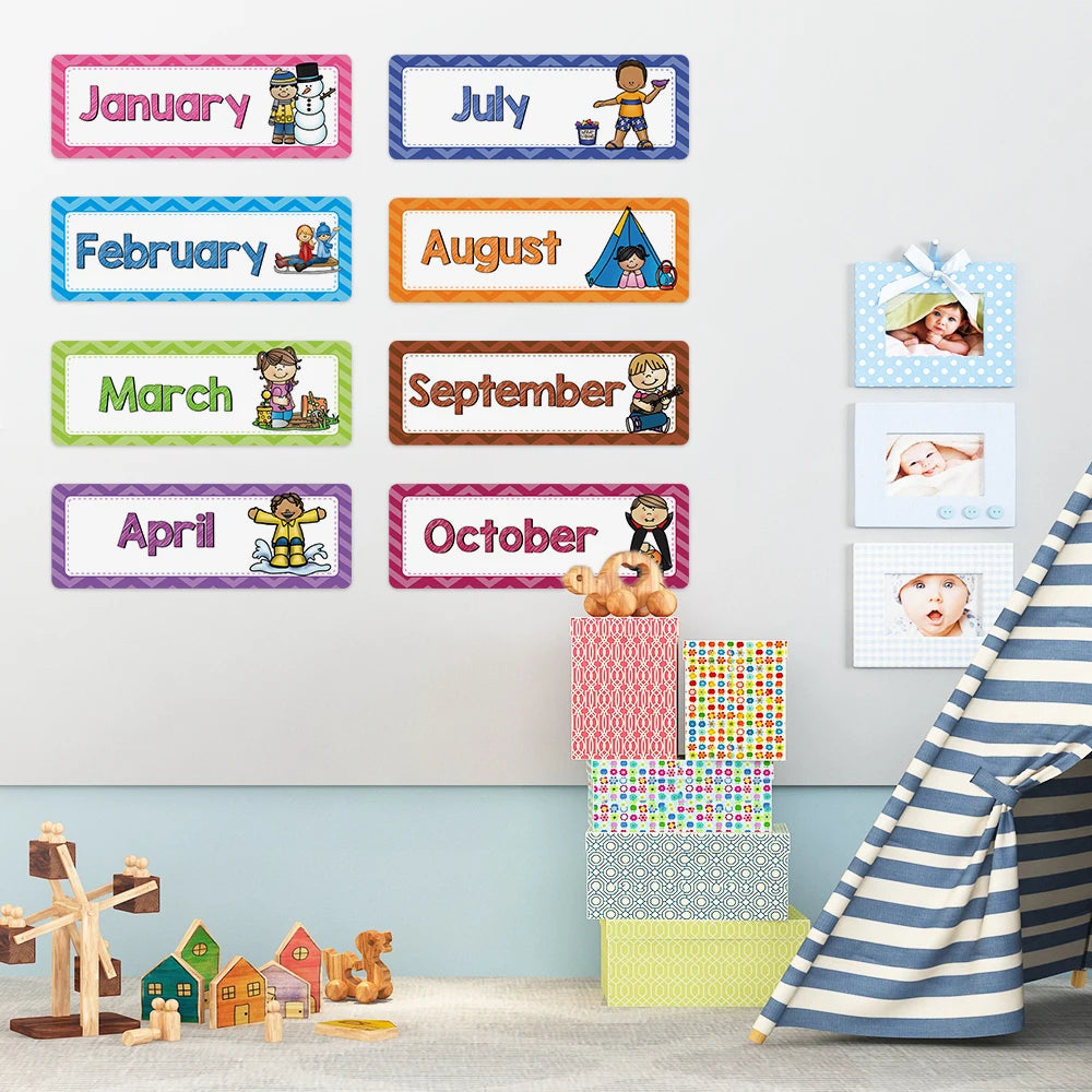 Monthly Headliners Set 12 Months of The Year Day of the Week Headers Monthly Seasonal Week Headers English Words Learning Cards - LearnPlay Labs