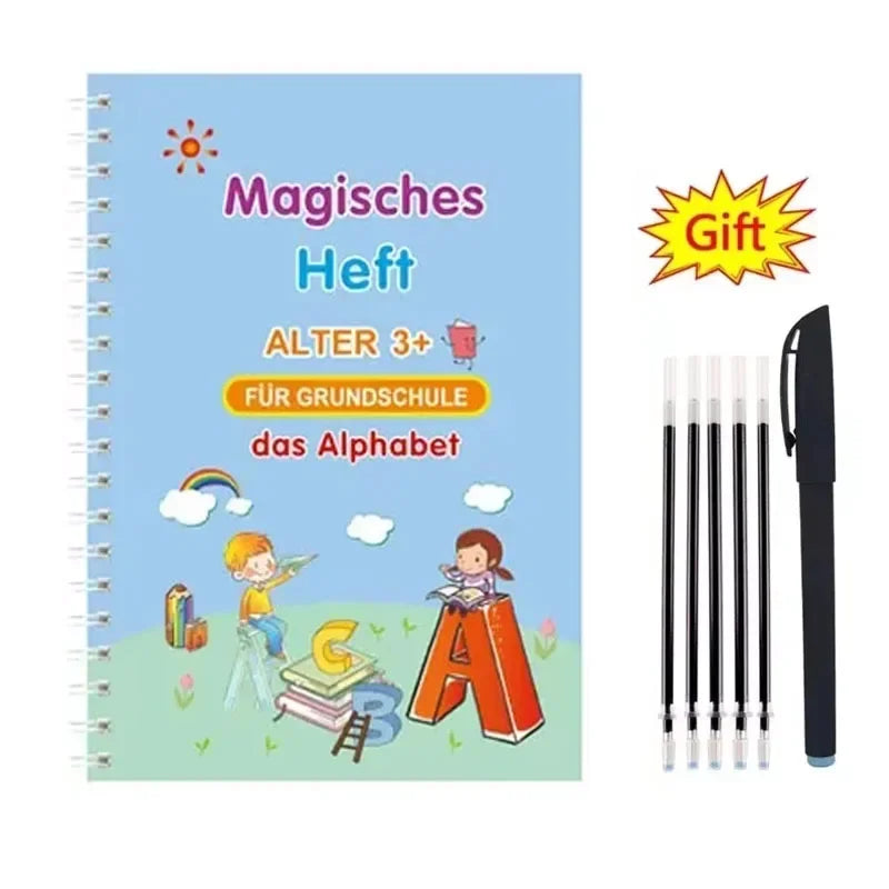 Reusable Learning Alphabet 3D Calligraphy Copybook Math German Book Drawing Numbers Education for Kids Practice Toy Gifts
