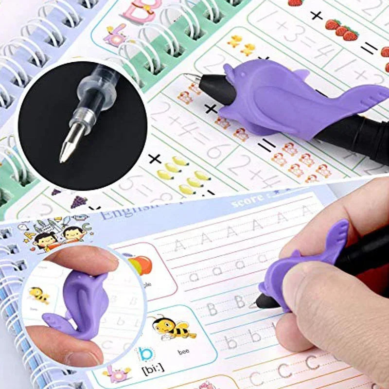 Reusable Learning Alphabet 3D Calligraphy Copybook Math German Book Drawing Numbers Education for Kids Practice Toy Gifts