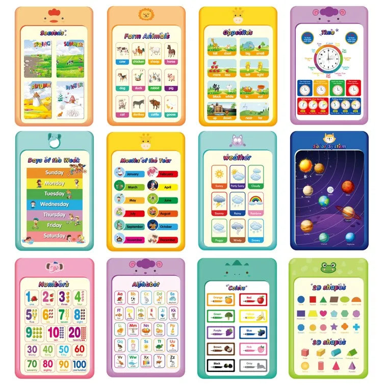A3 Set English Learning Poster Colors Months Numbers Animals Alphabet Shapes Preschool Kindergarten Early Education Kids Posters - LearnPlay Labs