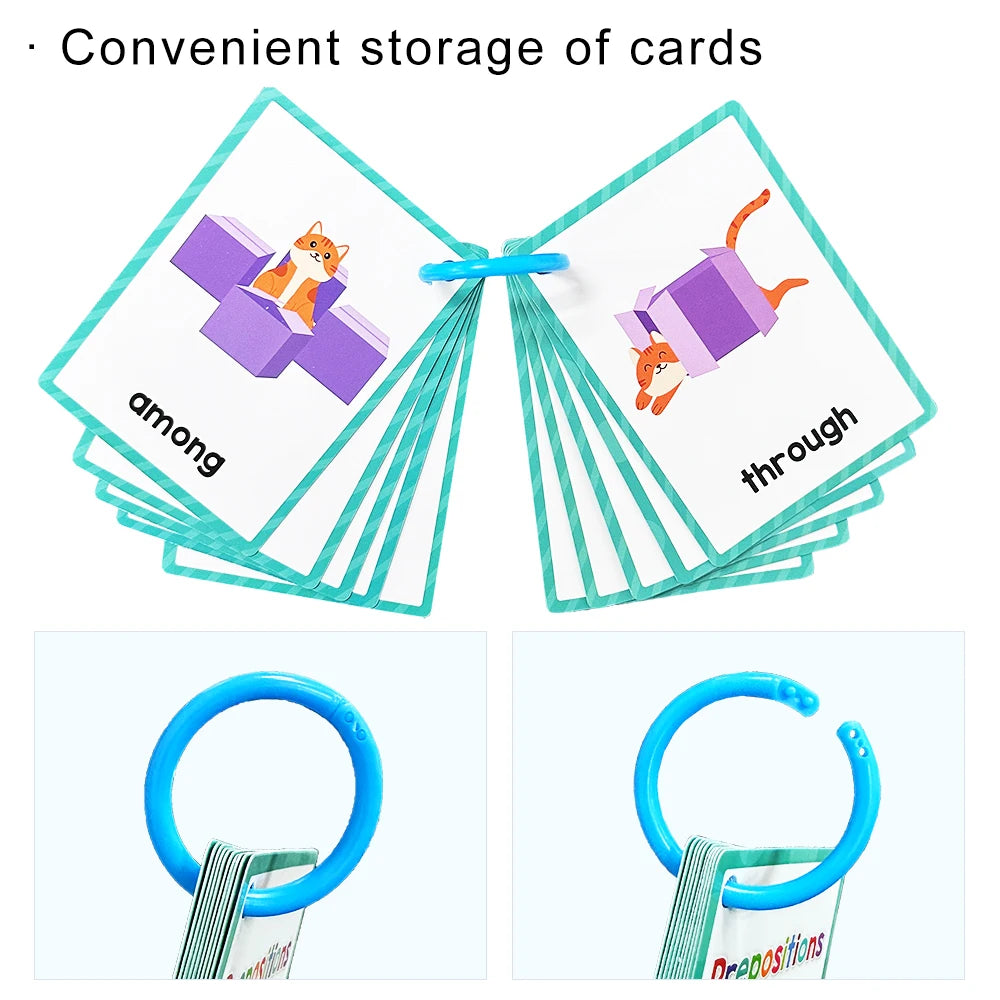 Kids Montessori English Words Learning Card Pocket Flashcards Early Educational Toys Classroom Supplies Teaching Aids
