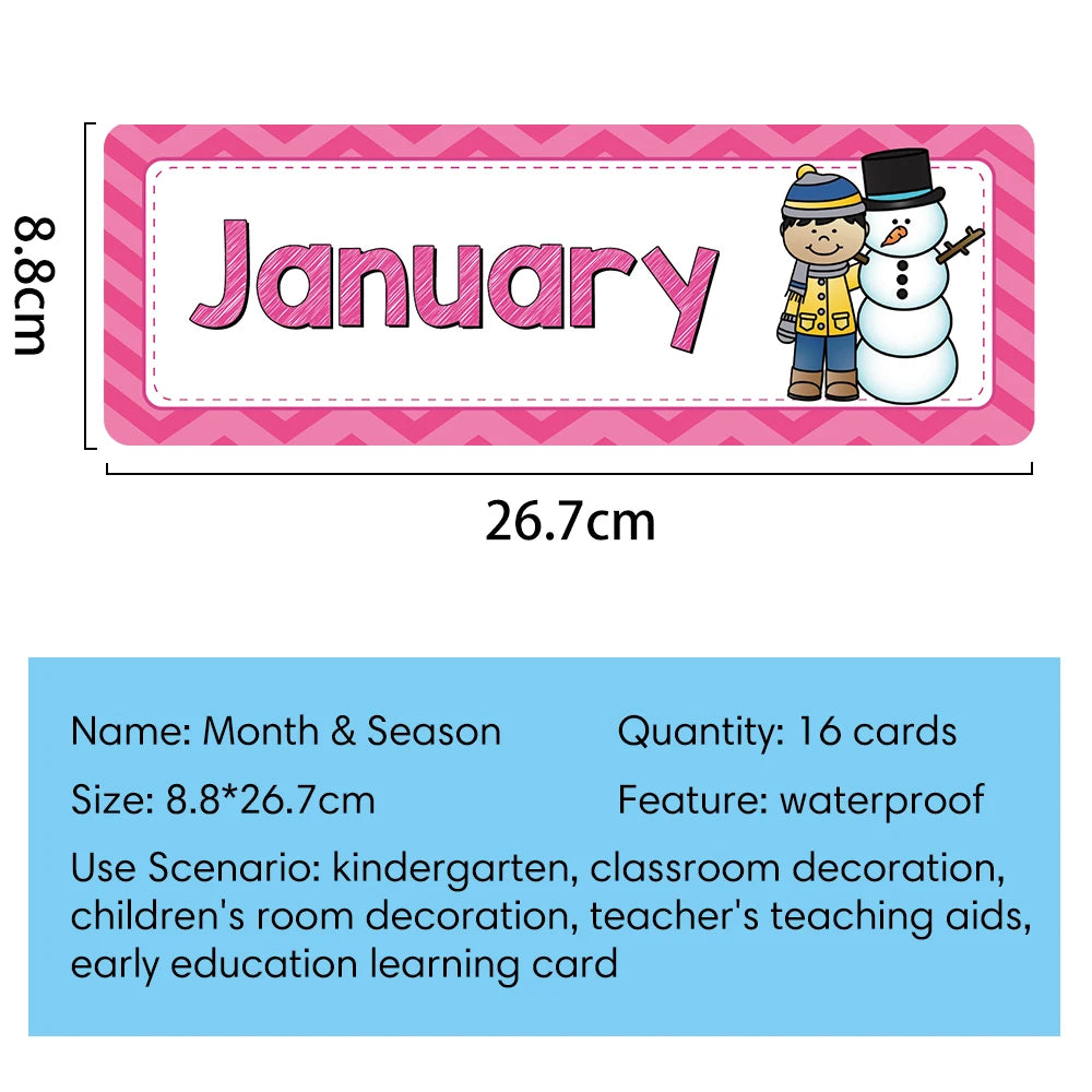 Monthly Headliners Set 12 Months of The Year Day of the Week Headers Monthly Seasonal Week Headers English Words Learning Cards - LearnPlay Labs