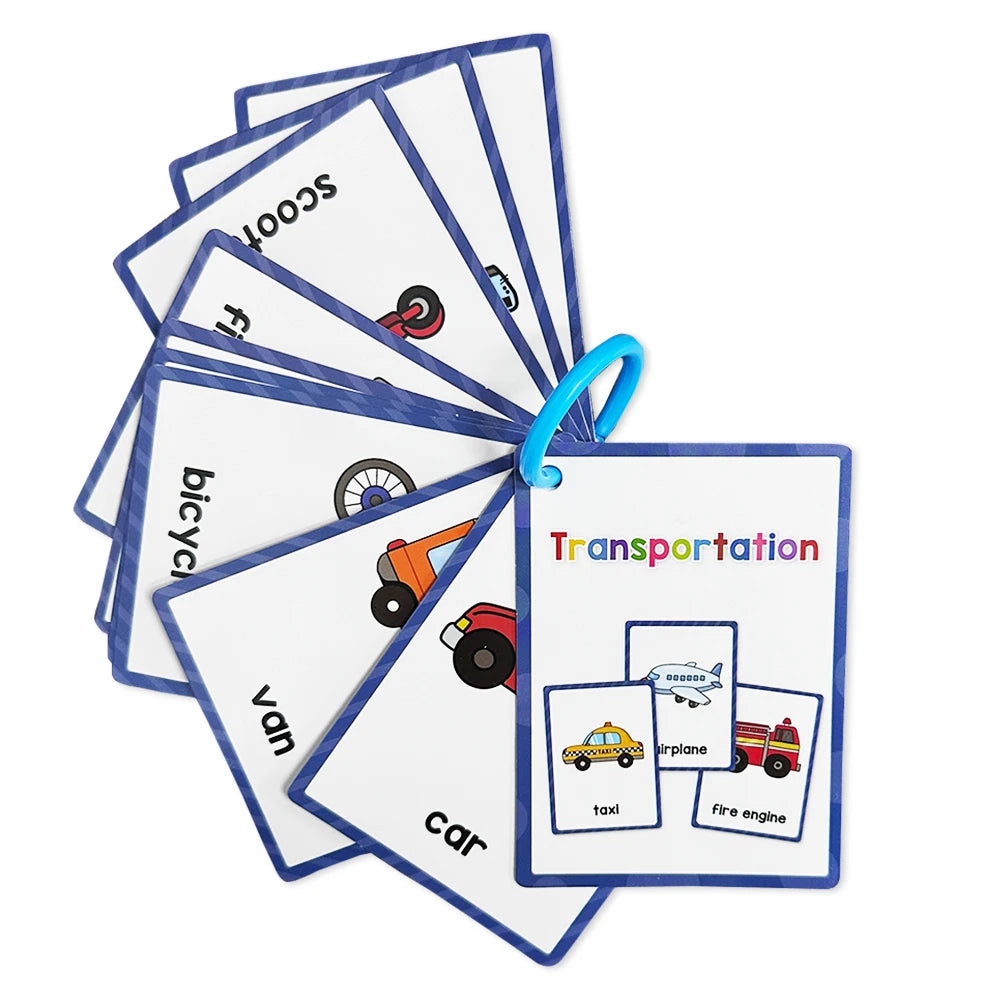 Kids Montessori English Words Learning Card Pocket Flashcards Early Educational Toys Classroom Supplies Teaching Aids