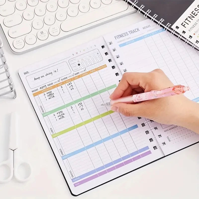 Fitness Journal Notebook Daily Exercise and Nutrition Plans 32 Sheets Spiral Notebooks Writing Pads Office School Supplies