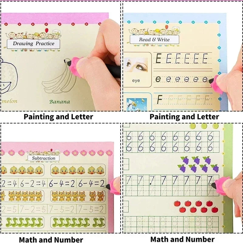 Reusable Learning Alphabet 3D Calligraphy Copybook Math German Book Drawing Numbers Education for Kids Practice Toy Gifts