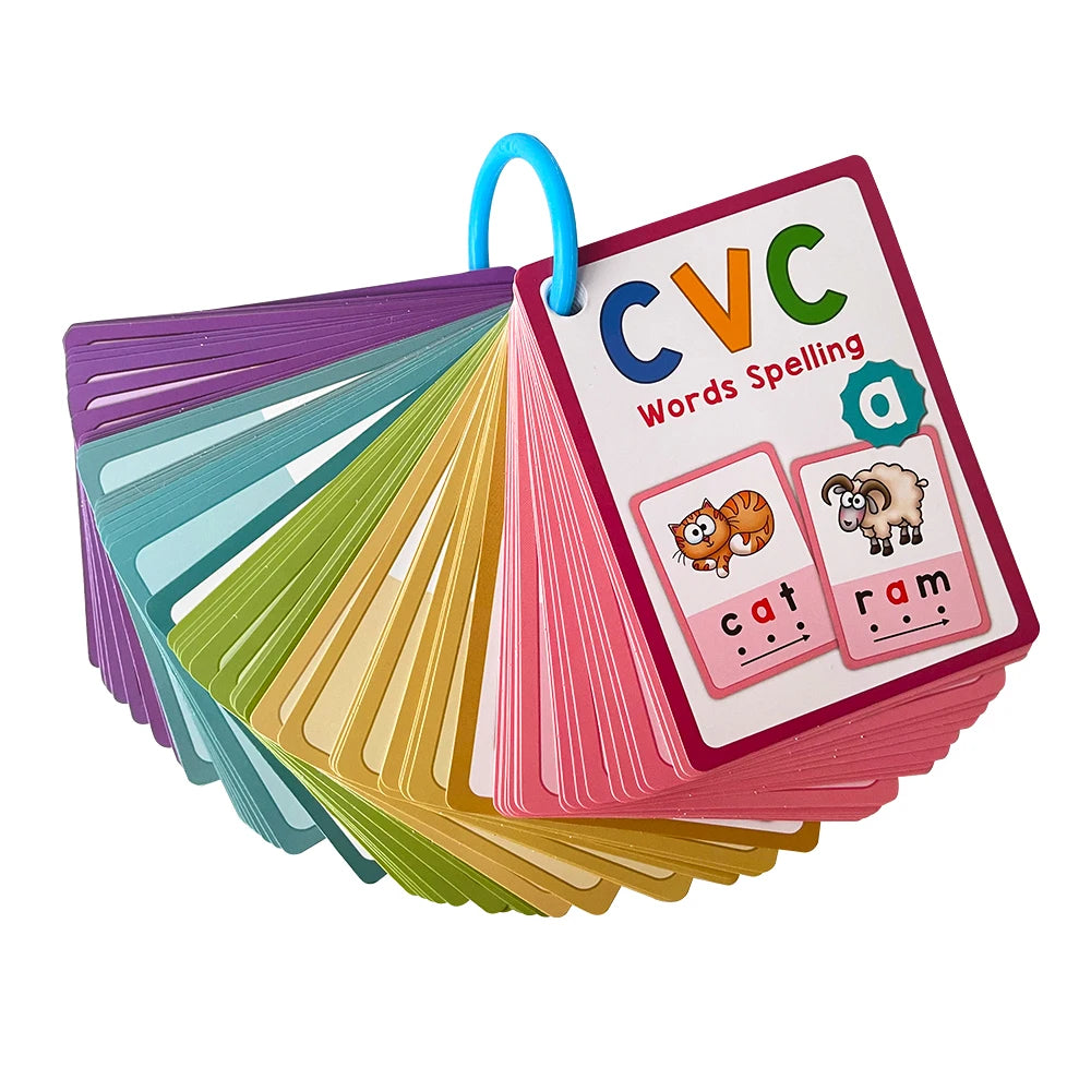 Montessori CVC Flashcards Short Vowel Word English Cards CVC Beginning Phonics Word Builders Toddler Learning Toys 130 Words - LearnPlay Labs