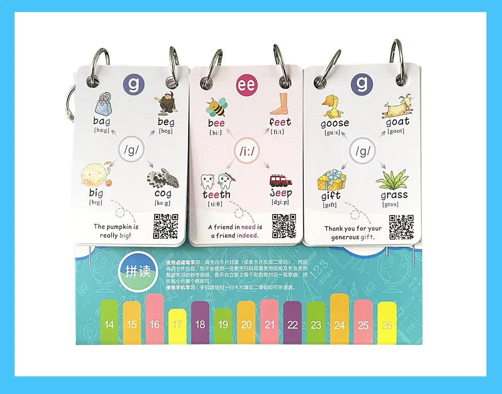 English Phonics Flashcards with 3 Syllable Flips Spelling Flip Cards Kids Educational Learning Toys CVC Sight Words 107 Cards - LearnPlay Labs