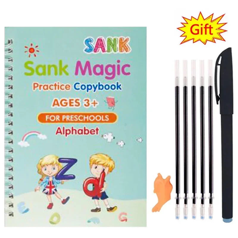 Reusable Learning Alphabet 3D Calligraphy Copybook Math German Book Drawing Numbers Education for Kids Practice Toy Gifts