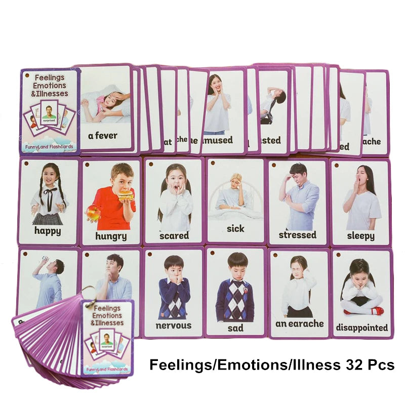 Body Parts Animal Cloth English Words Learing Flash Cards Educational Toys for Kids Early Educational Montessori Teaching Aids