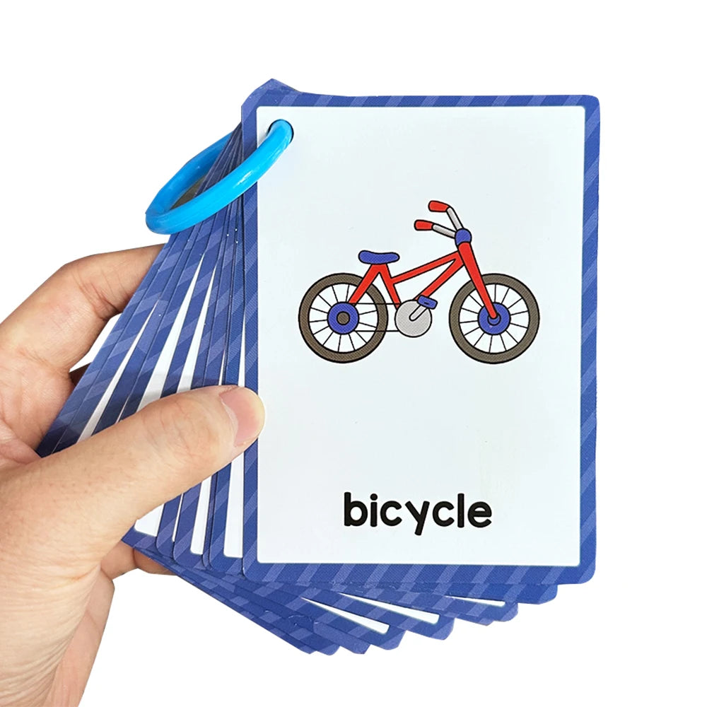 Kids Montessori English Words Learning Card Pocket Flashcards Early Educational Toys Classroom Supplies Teaching Aids
