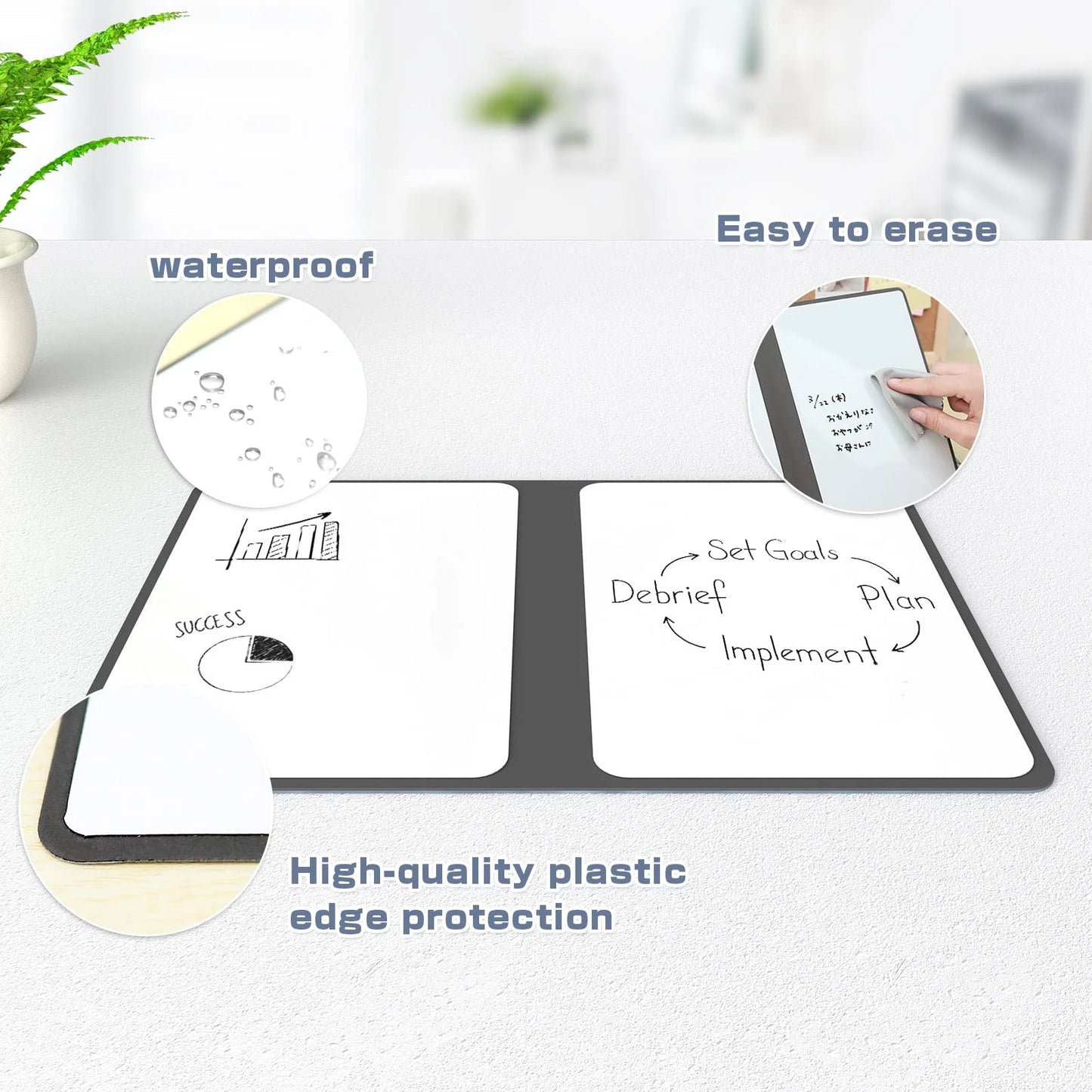 Portable A5 Whiteboard Notebook Erasing Business Whiteboard Notepad Reusable Leather Writing Board Office Accessories