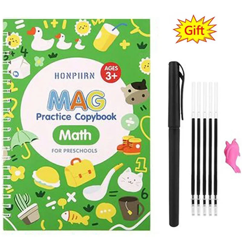 Reusable Learning Alphabet 3D Calligraphy Copybook Math German Book Drawing Numbers Education for Kids Practice Toy Gifts