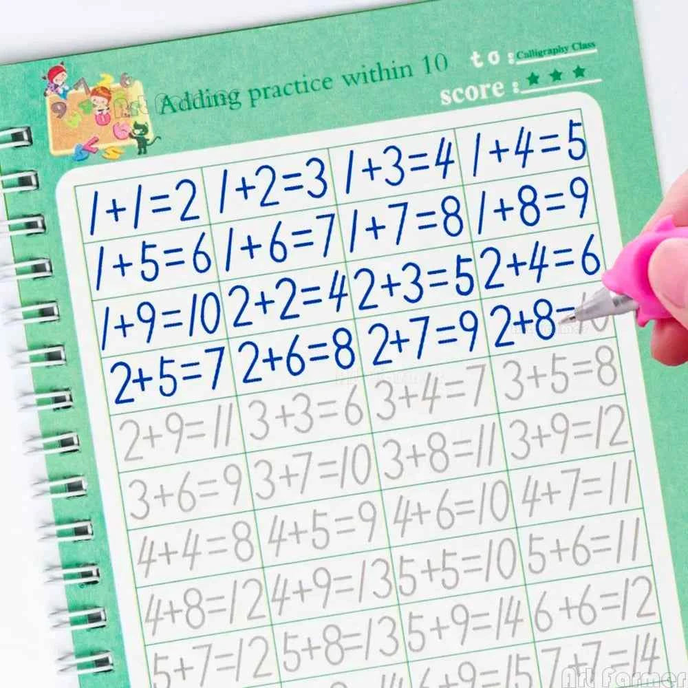 Reusable Learning Alphabet 3D Calligraphy Copybook Math German Book Drawing Numbers Education for Kids Practice Toy Gifts