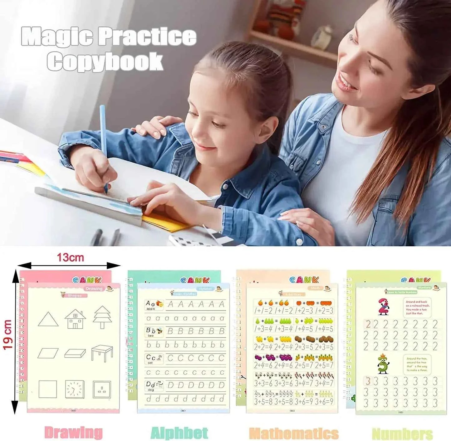 Reusable Learning Alphabet 3D Calligraphy Copybook Math German Book Drawing Numbers Education for Kids Practice Toy Gifts