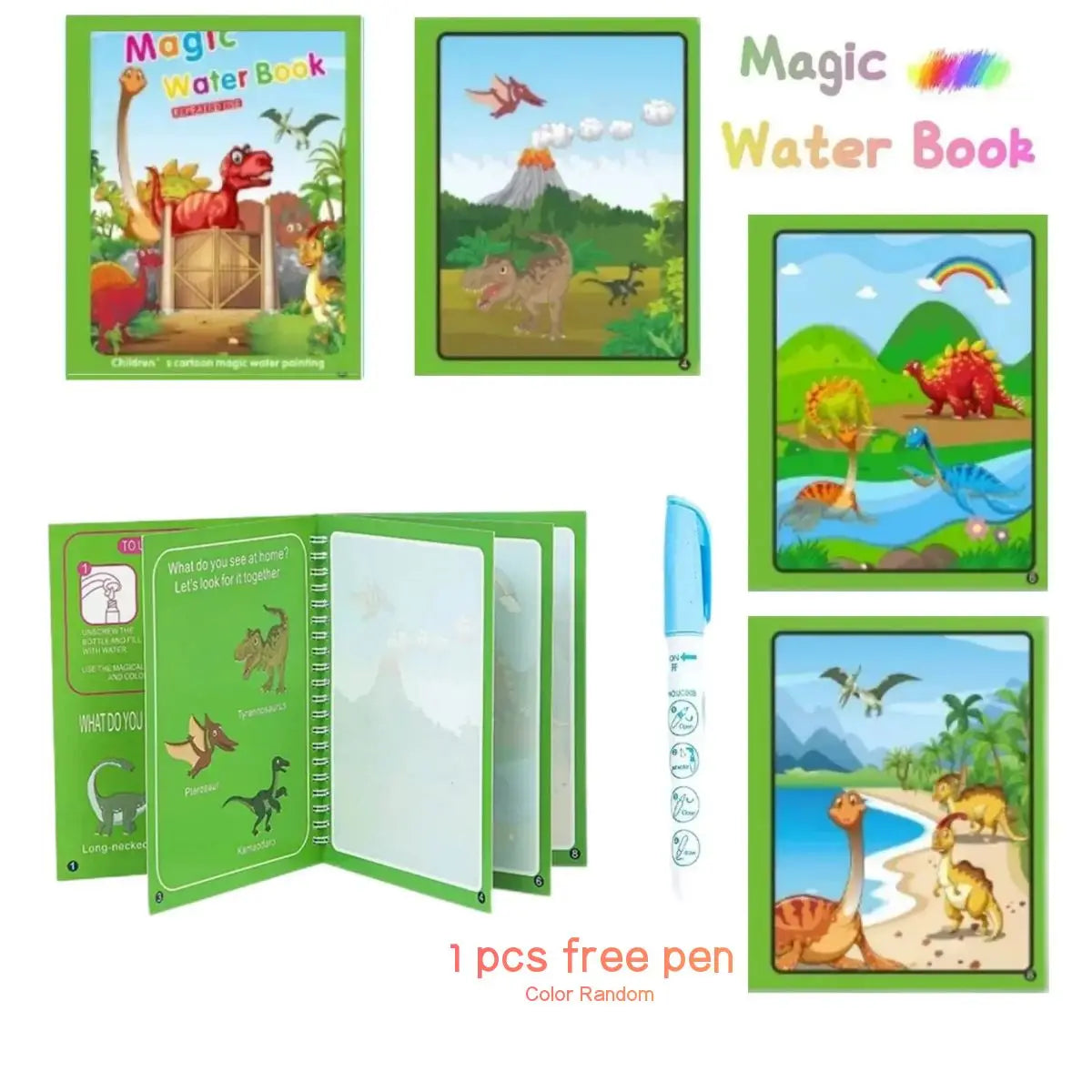 Magical Book Water Drawing Montessori Toys Reusable Coloring Book Early Education Toys Dinosaur Princess Ocean World Letters - LearnPlay Labs