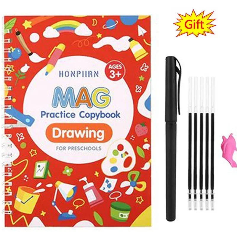 Reusable Learning Alphabet 3D Calligraphy Copybook Math German Book Drawing Numbers Education for Kids Practice Toy Gifts