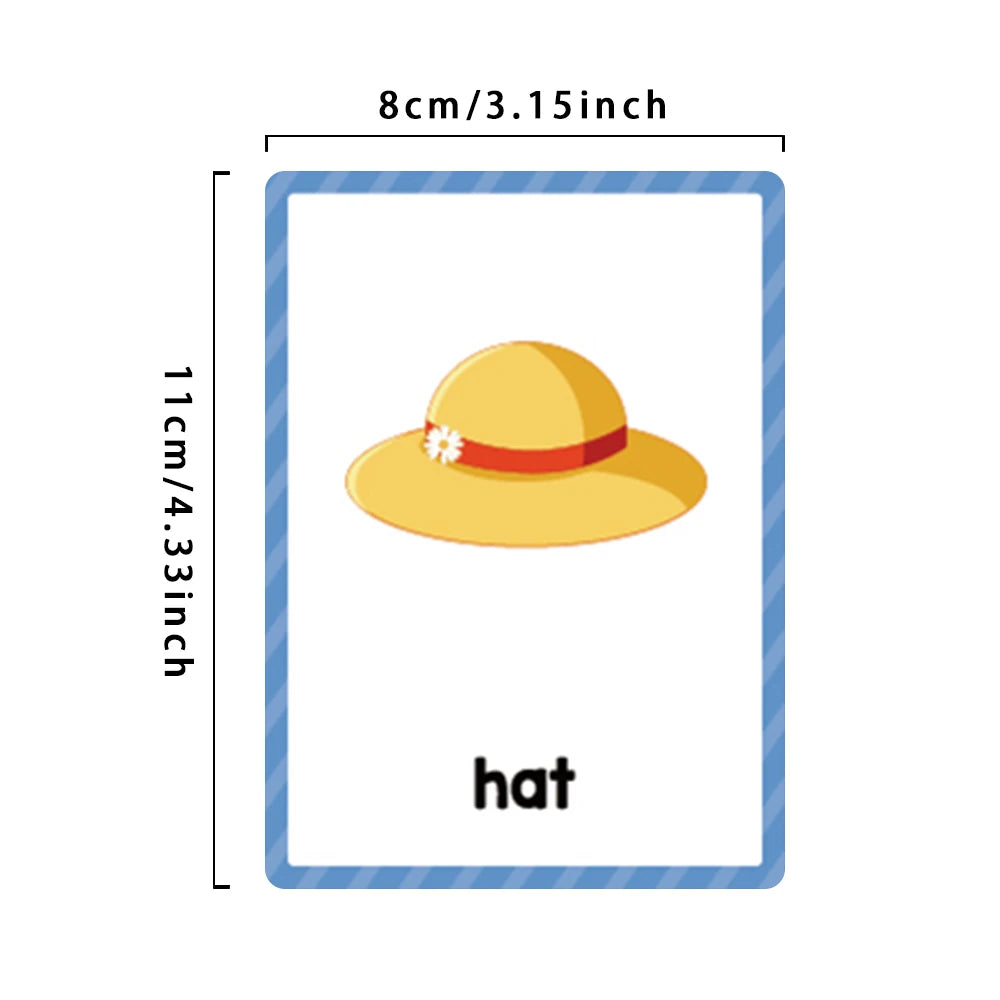 Kids Montessori English Words Learning Card Pocket Flashcards Early Educational Toys Classroom Supplies Teaching Aids