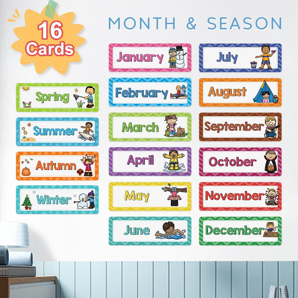 Monthly Headliners Set 12 Months of The Year Day of the Week Headers Monthly Seasonal Week Headers English Words Learning Cards - LearnPlay Labs