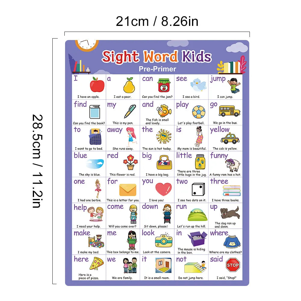 220 English Sight Words Poster Kids Learning Card Homeschool Educational Classroom Supplies Decora School Posters Flashcards - LearnPlay Labs