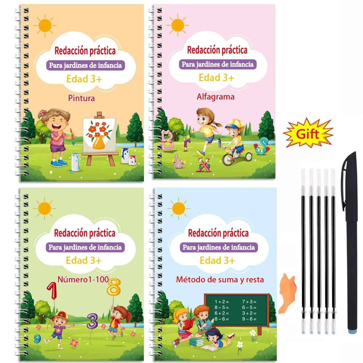 Reusable Learning Alphabet 3D Calligraphy Copybook Math German Book Drawing Numbers Education for Kids Practice Toy Gifts