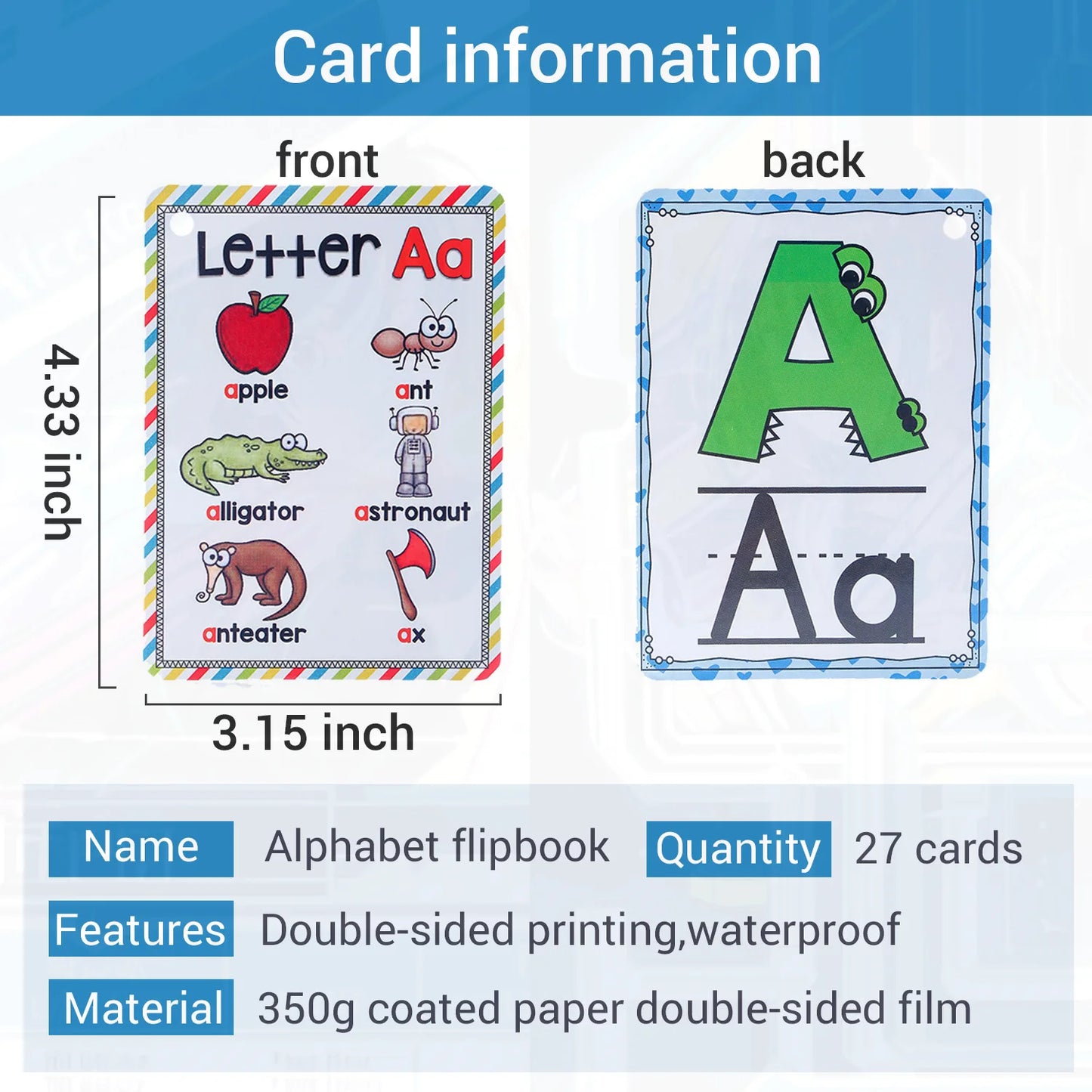 Alphabet 26 Letters Words English Cards Early Development Educational Toys for Early Childhood Development English Language - LearnPlay Labs