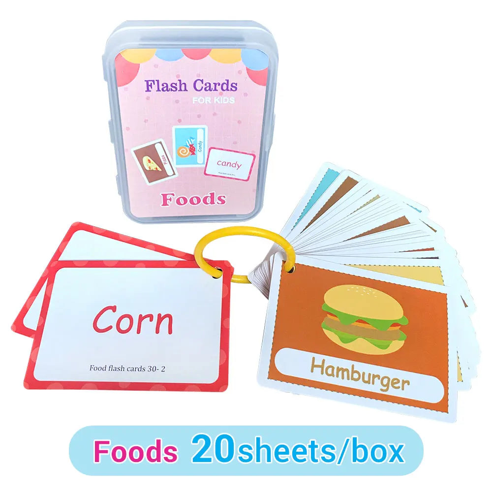 Learning Flashcards ABC Numbers Fruit Animal Body Educational Toys Classroom Aids Montessori Autism English Words Card for Kids