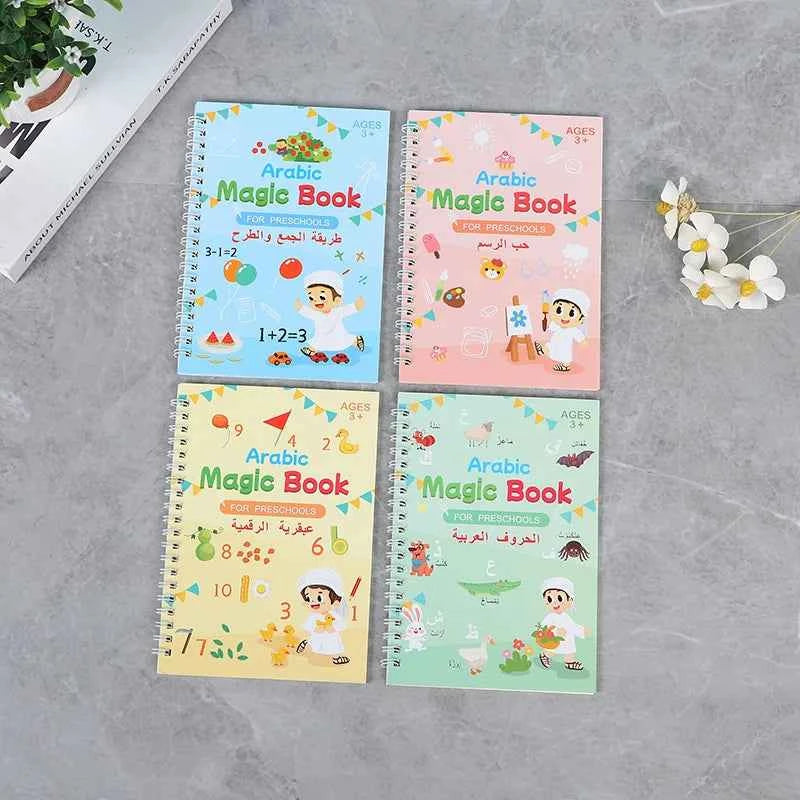 Easy Write 3D Arabic Calligraphy Book Reusable Handwriting Groove Magic Practice Copybook With Pen Writing Exercise Book Student