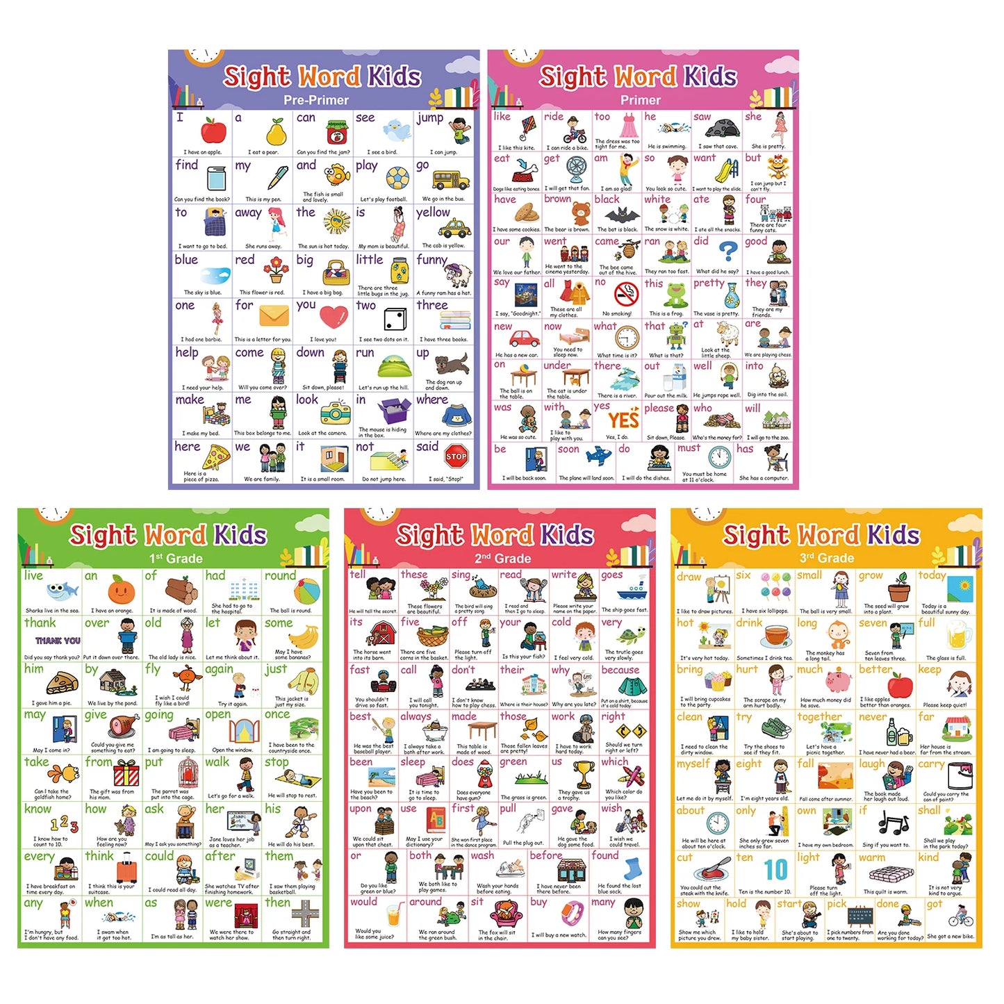 220 English Sight Words Poster Kids Learning Card Homeschool Educational Classroom Supplies Decora School Posters Flashcards - LearnPlay Labs