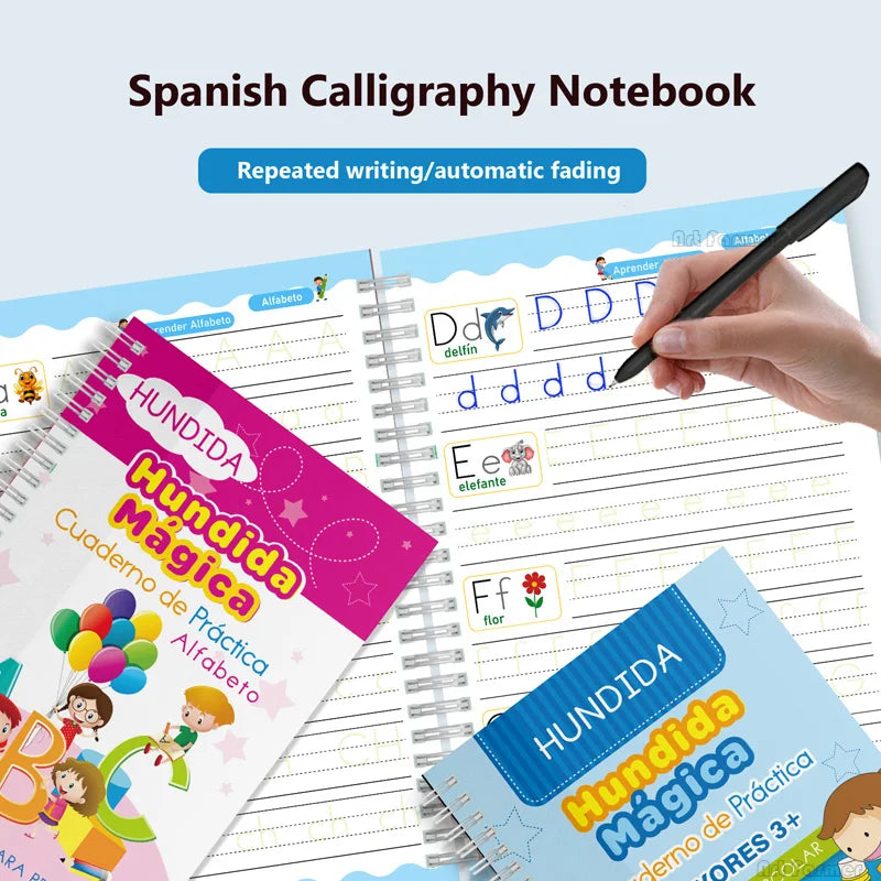 Spanish Magic Books Learning Numbers In Spanish Lettering for Children Reusable Magic Practice Copybook Montessori Writing Set