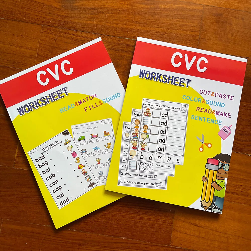 CVC Words Phonics Flashcards Montessori Learning English Sight Words Educational Poster Flash Cards for Kids Cognitive Games - LearnPlay Labs