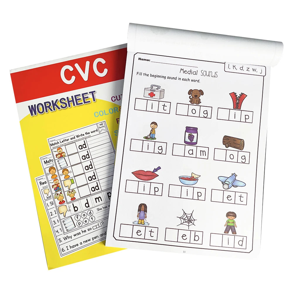 CVC Words Phonics Flashcards Montessori Learning English Sight Words Educational Poster Flash Cards for Kids Cognitive Games - LearnPlay Labs