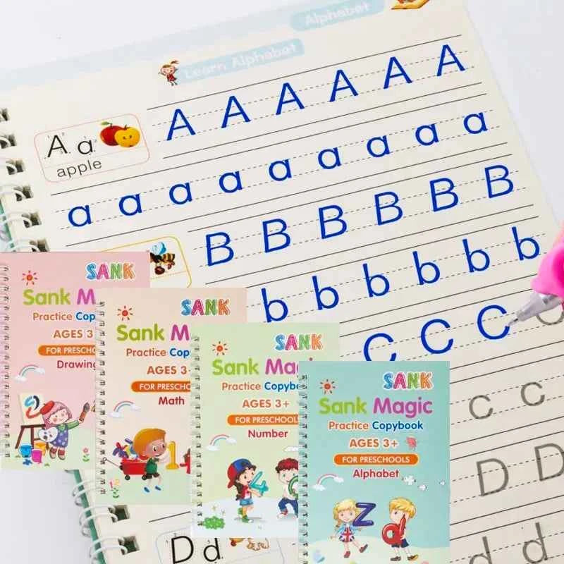 Reusable Learning Alphabet 3D Calligraphy Copybook Math German Book Drawing Numbers Education for Kids Practice Toy Gifts