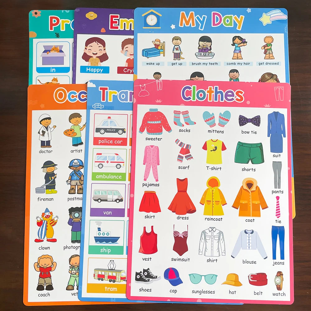 English Learning Poster Set Words Flashcards Educational Toys for Preschool Kids Classroom Decoration Teaching Aids Toys Gifts - LearnPlay Labs